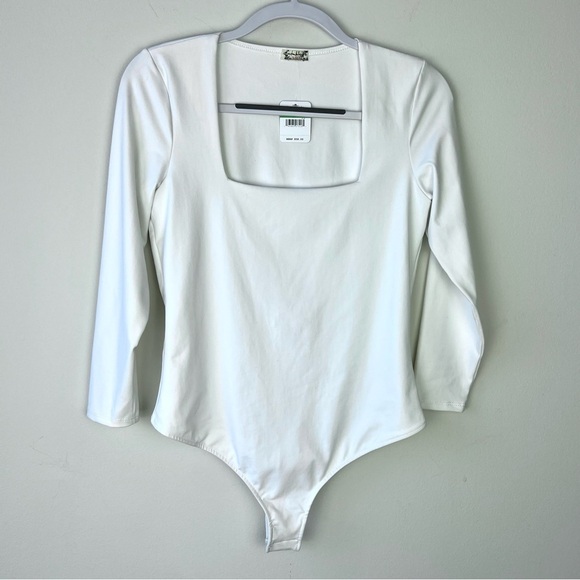 NWT Free People Truth or Square White Square Neck Thong Bodysuit - Picture 4 of 6